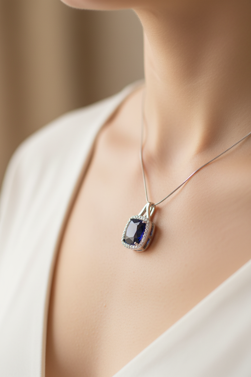 Sapphire Cubic Zirconia Pendant