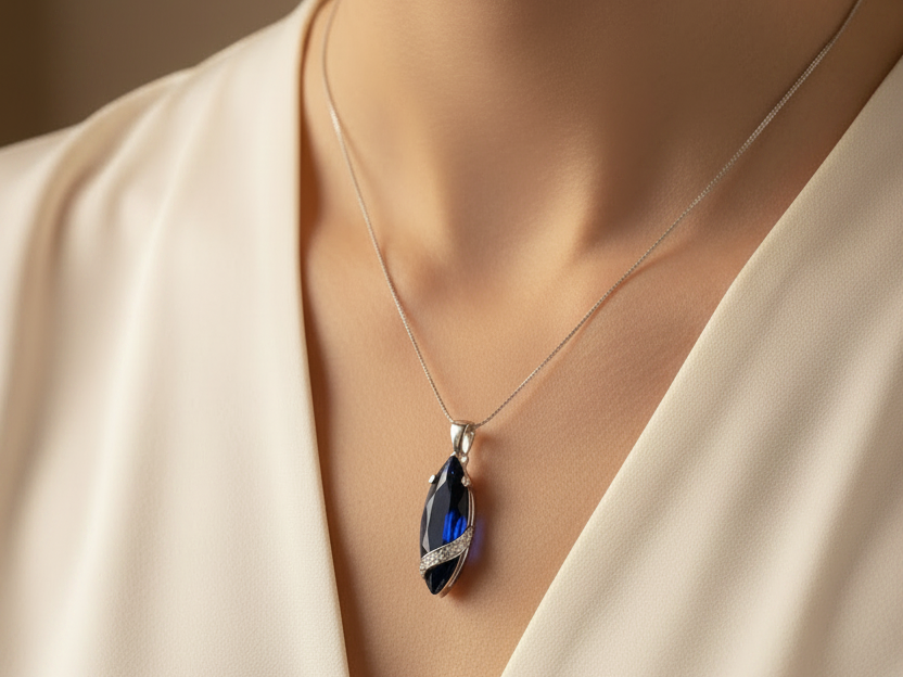 Sapphire Cubic Zirconia Pendant