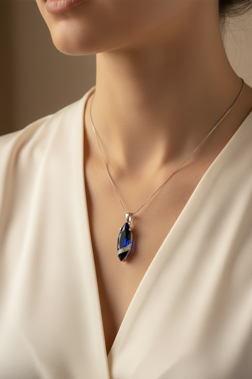 Sapphire Cubic Zirconia Pendant