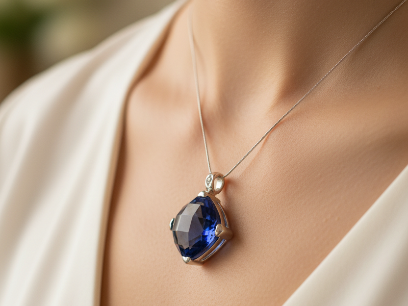 Sapphire Cubic Zirconia Pendant