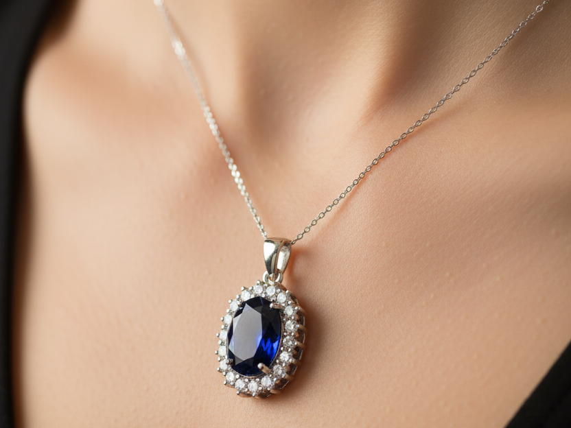 Sapphire Cubic Zirconia Pendant