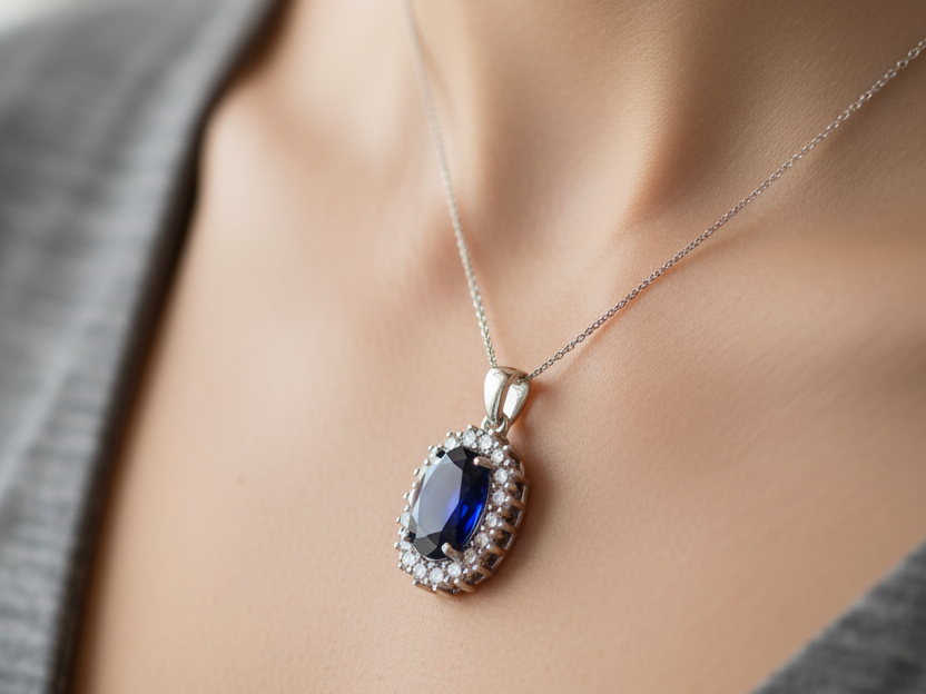 Sapphire Cubic Zirconia Pendant