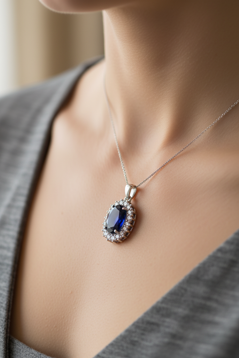 Sapphire Cubic Zirconia Pendant