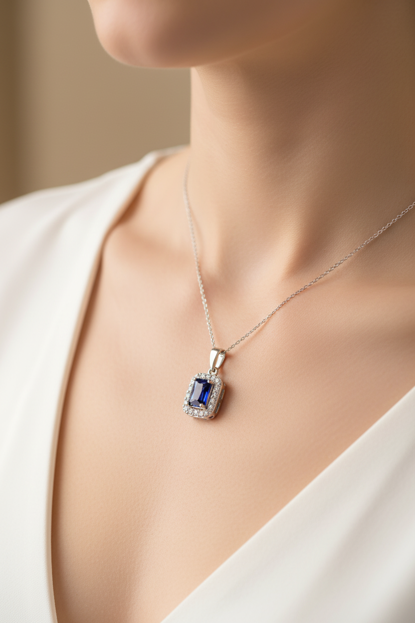 Sapphire Cubic Zirconia Pendant