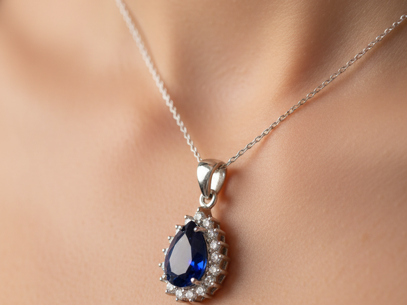 Sapphire Cubic Zirconia Pendant