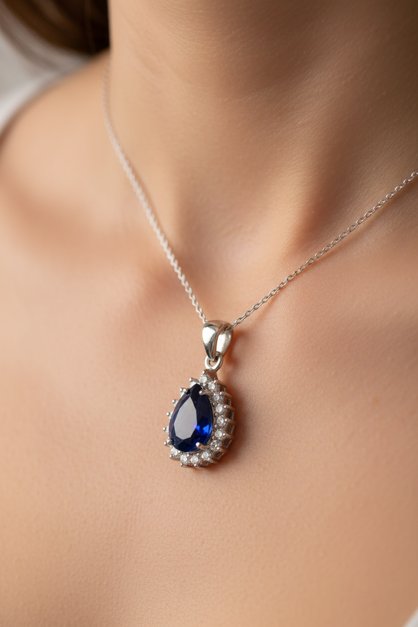 Sapphire Cubic Zirconia Pendant