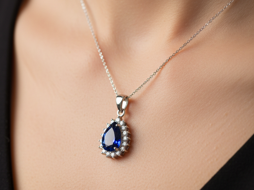 Sapphire Cubic Zirconia Pendant