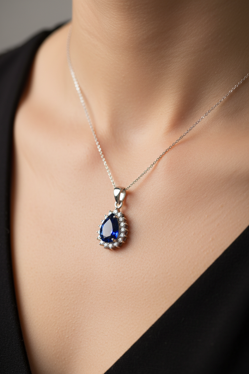 Sapphire Cubic Zirconia Pendant