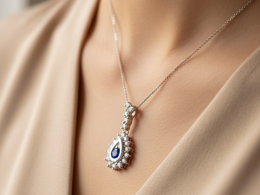 Sapphire Cubic Zirconia Pendant