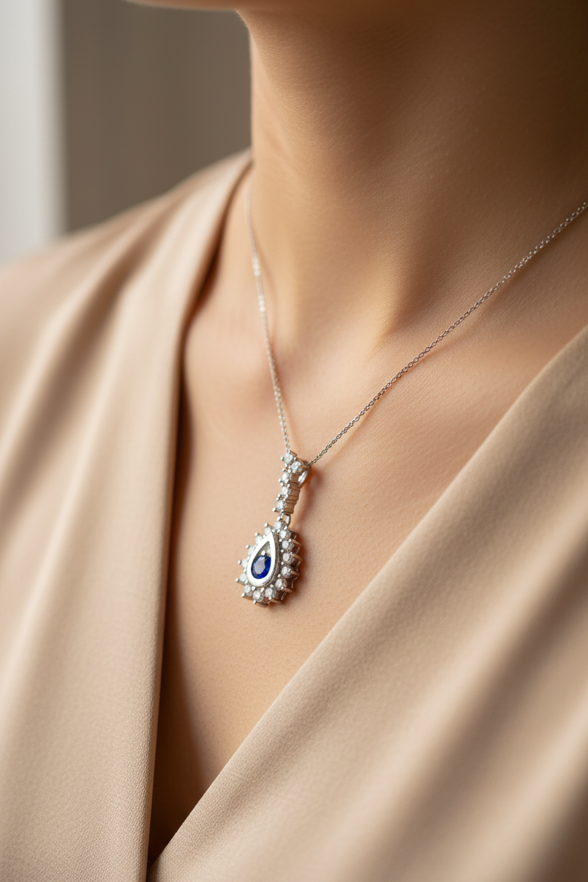 Sapphire Cubic Zirconia Pendant