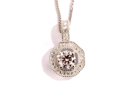 A White Cubic Zirconia Pendant With Chain