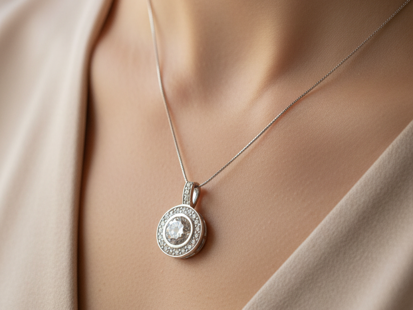 A White Cubic Zirconia Pendant.
