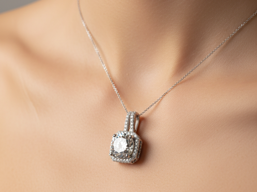 A White Cubic Zirconia Pendant.