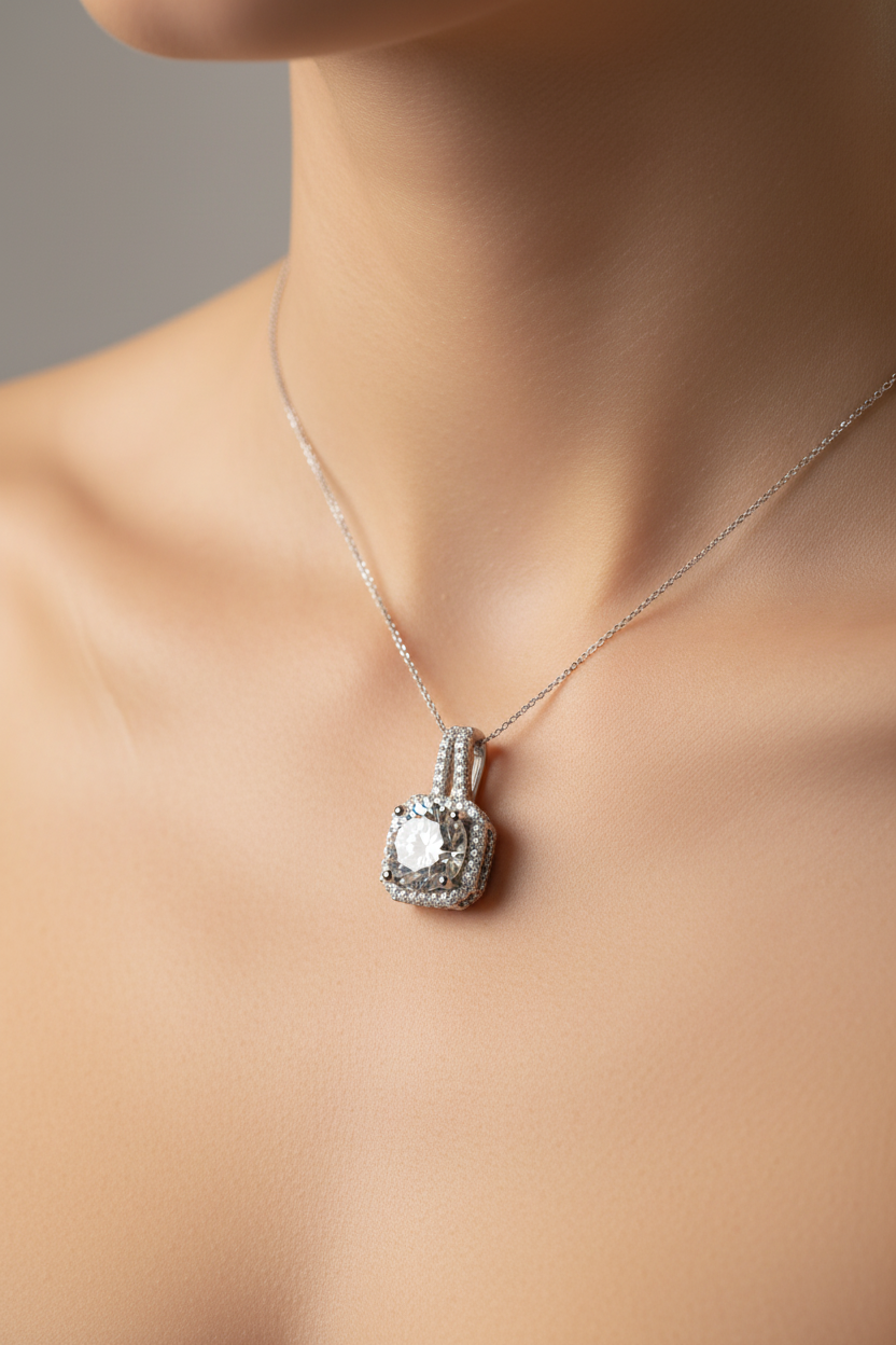 A White Cubic Zirconia Pendant.