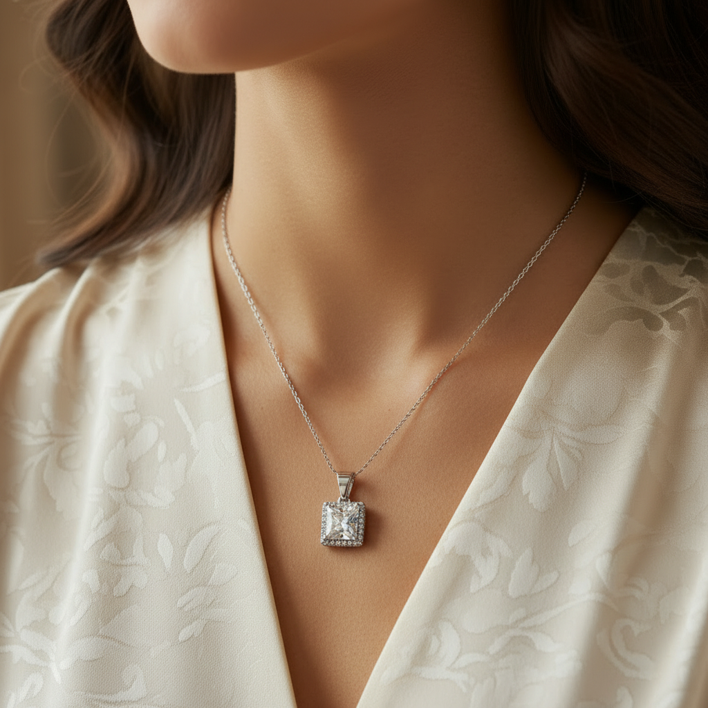 A White Cubic Zirconia Pendant.