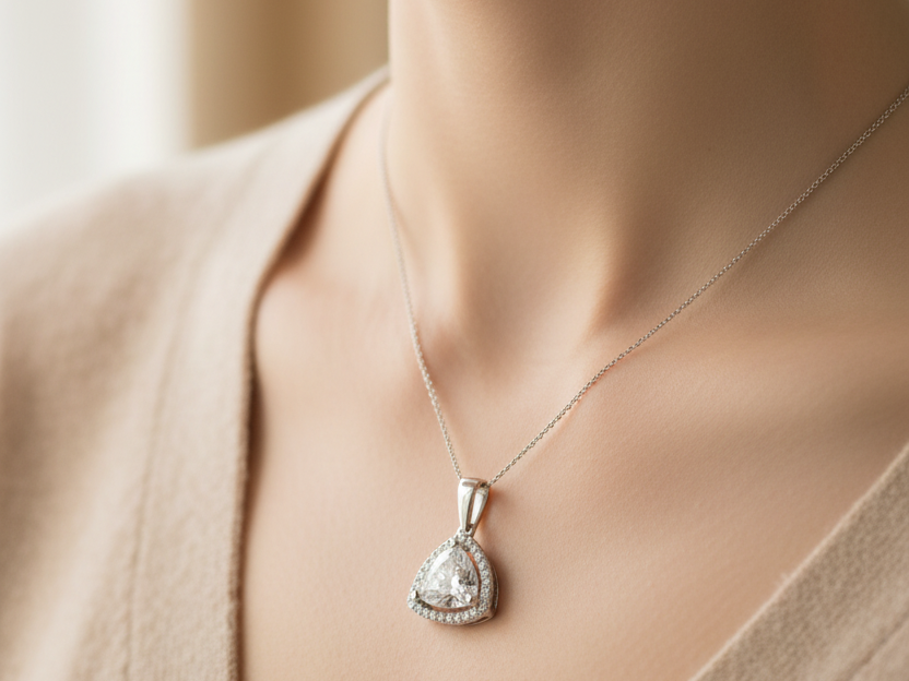 A White Cubic Zirconia Pendant.