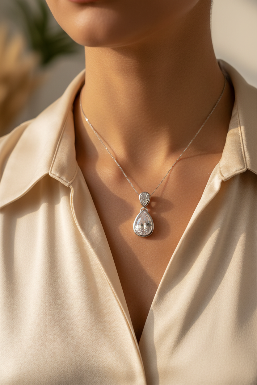 A White Cubic Zirconia Pendant.