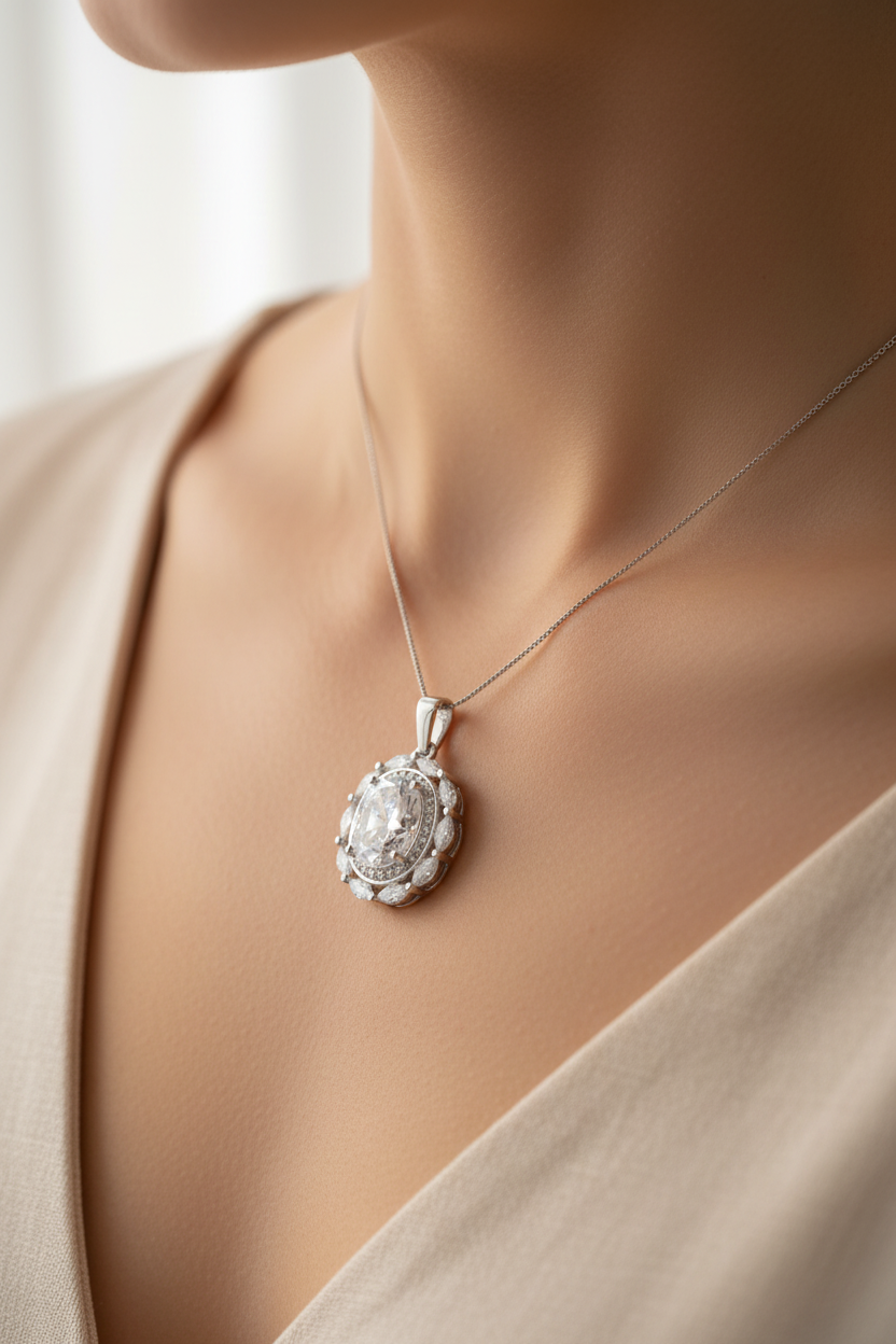 A White Cubic Zirconia Pendant.