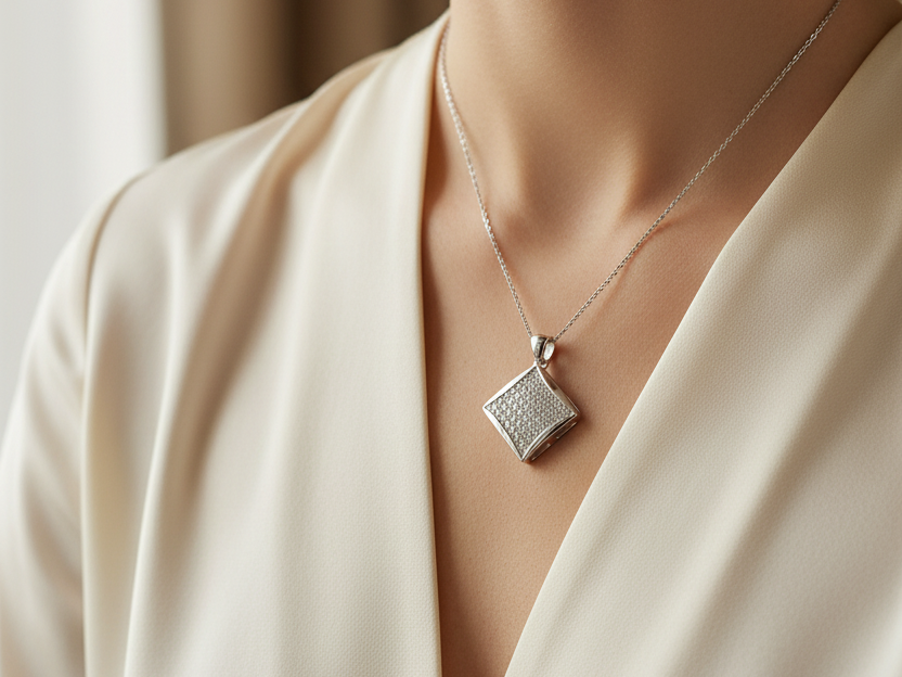 A White Cubic Zirconia Pendant.