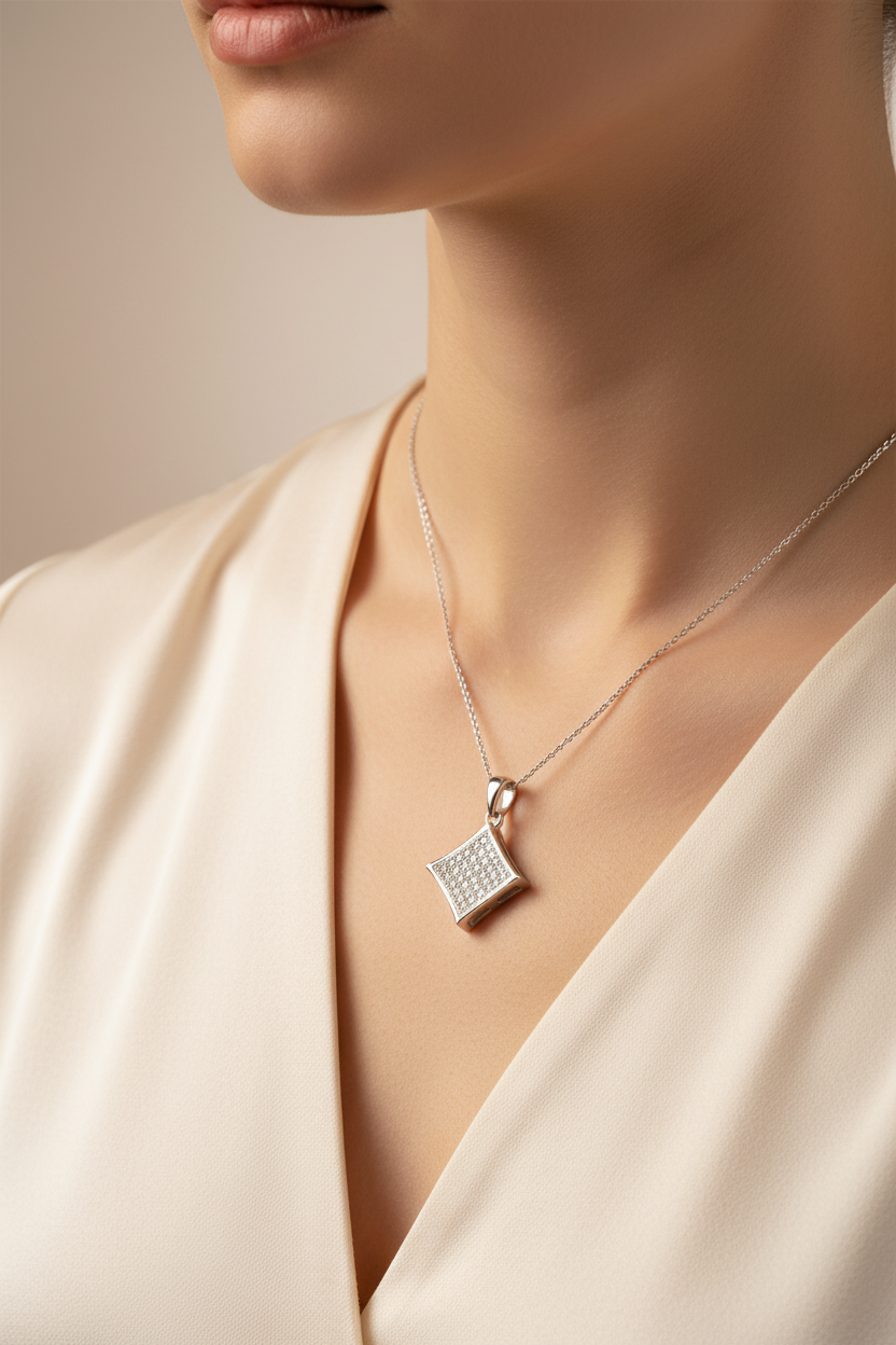 A White Cubic Zirconia Pendant.