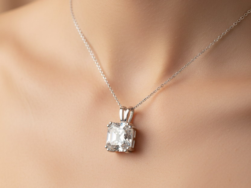A White Cubic Zirconia Pendant.