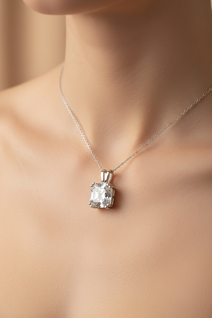 A White Cubic Zirconia Pendant.
