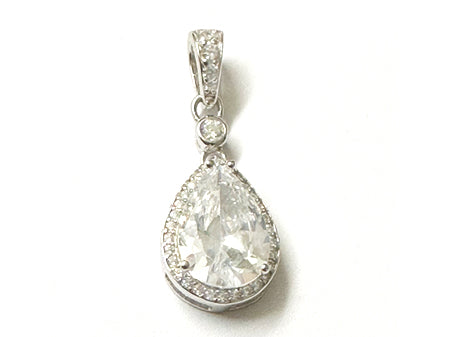 A Silver White Cubic Zirconia Drop Earring