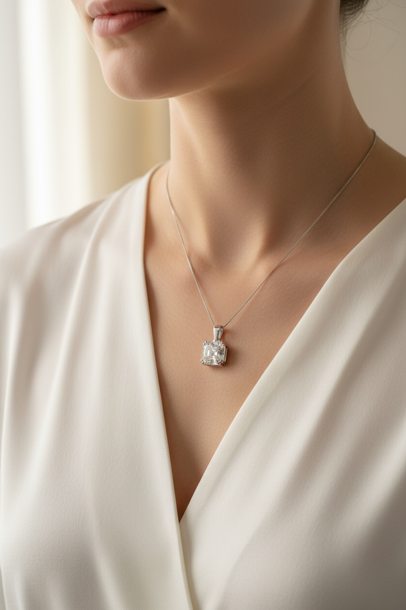 A White Cubic Zirconia Pendant.