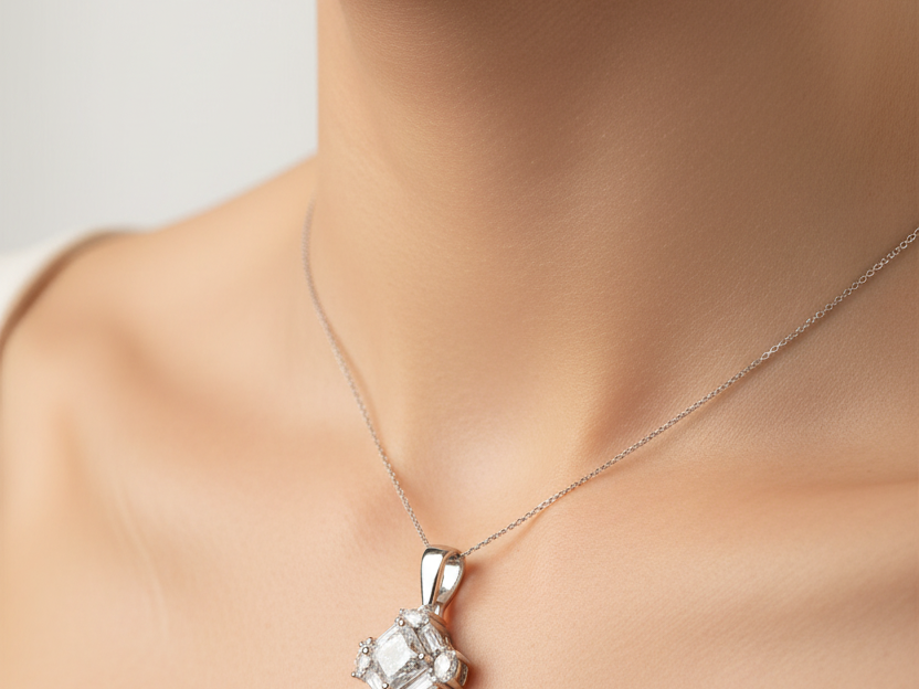 A White Cubic Zirconia Pendant.