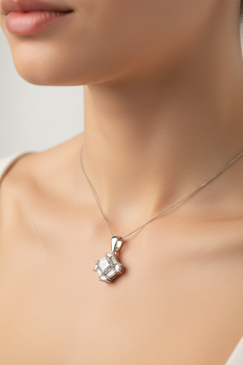 A White Cubic Zirconia Pendant.