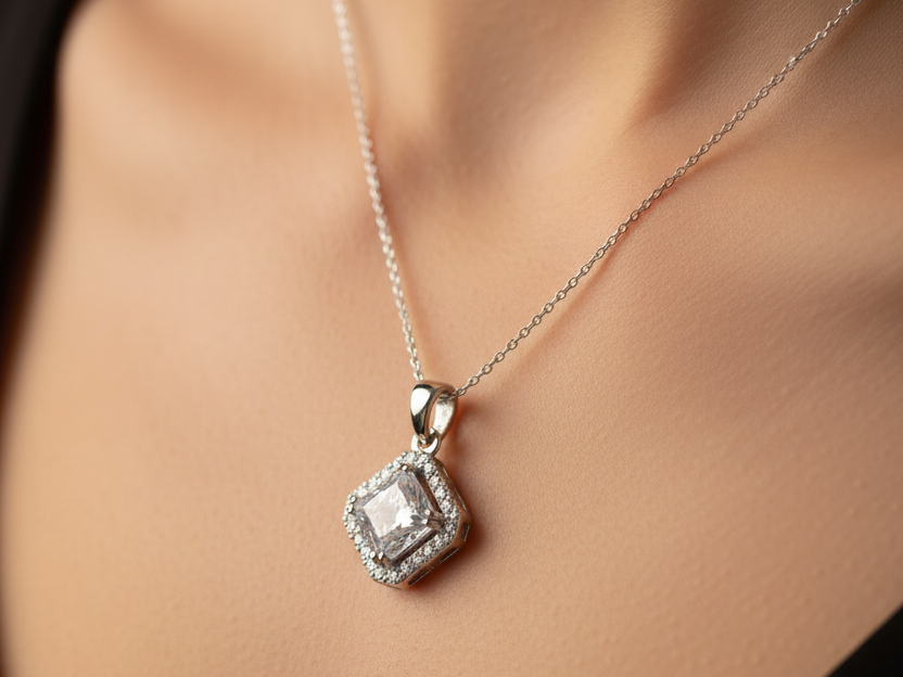 A White Cubic Zirconia Pendant