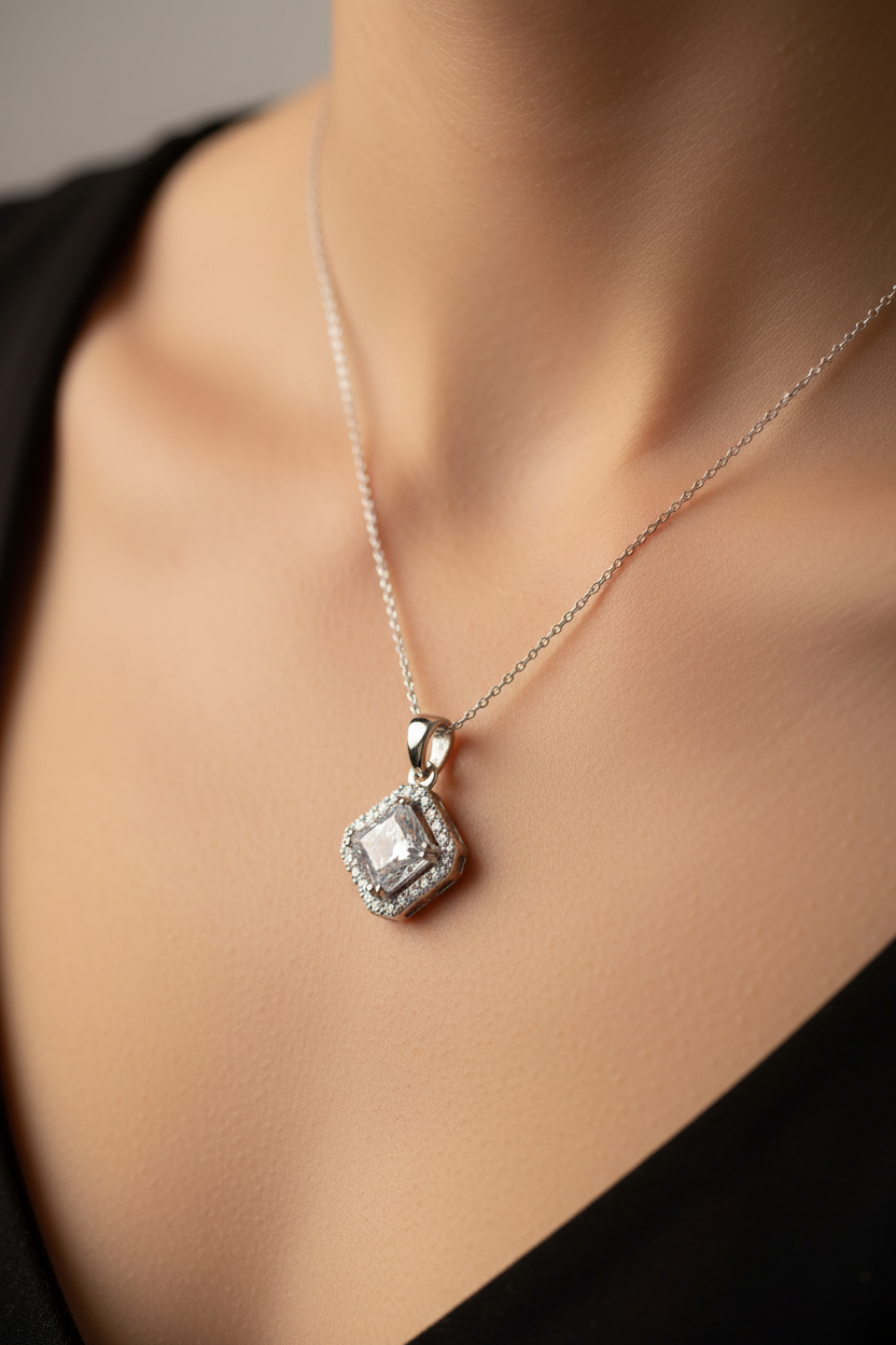 A White Cubic Zirconia Pendant