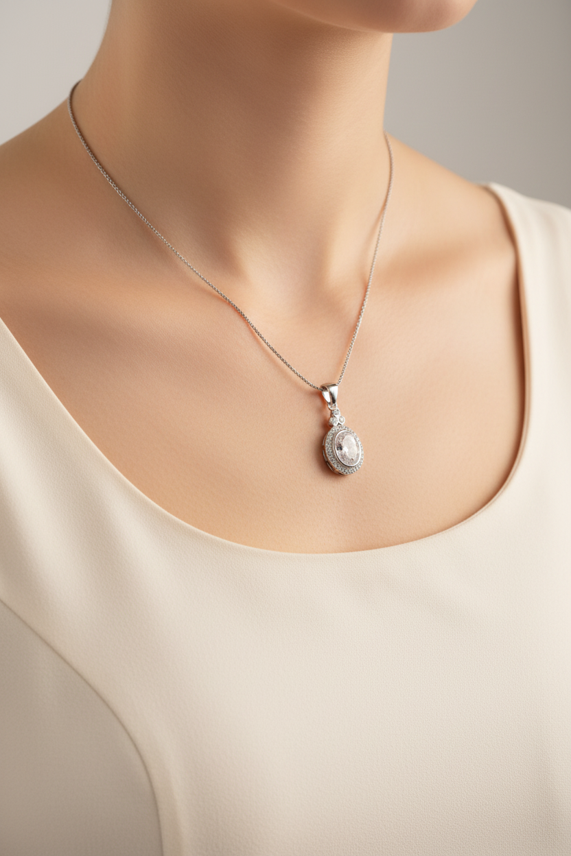 A White Cubic Zirconia Pendant