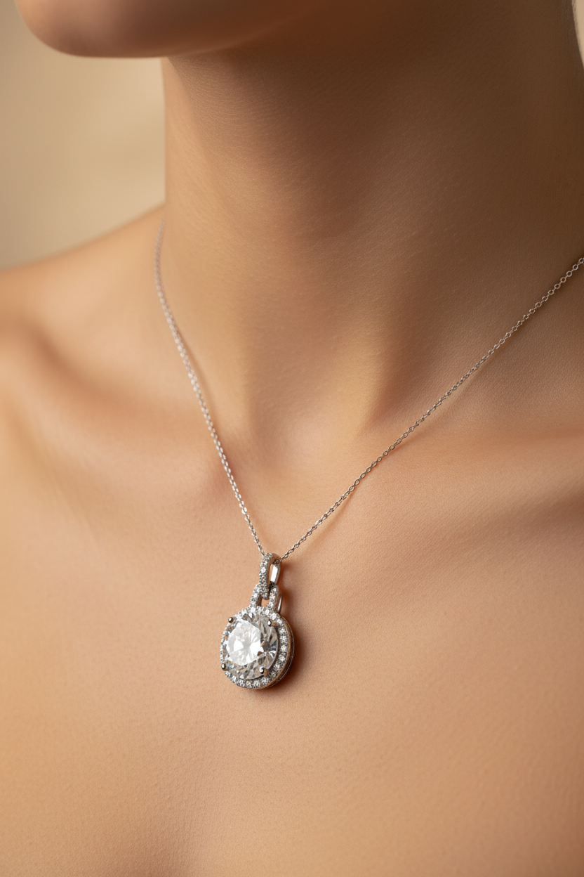 A White Cubic Zirconia Pendant