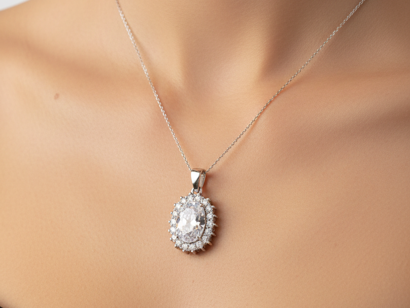 A White Cubic Zirconia Pendant