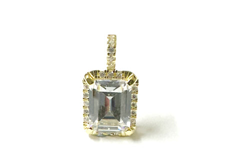 Yellow Plated  Silver with White Cz Stone Pendant