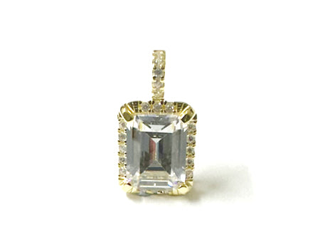Yellow Plated  Silver with White Cz Stone Pendant