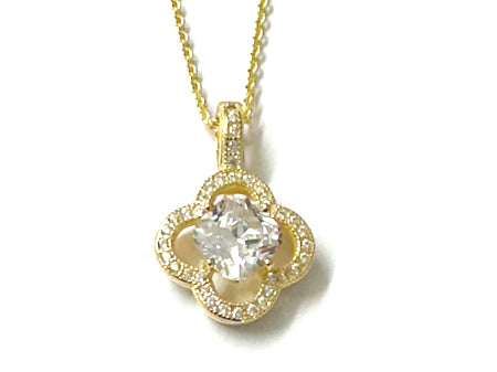 Yellow Plated  Silver with White Cz Stone Pendant