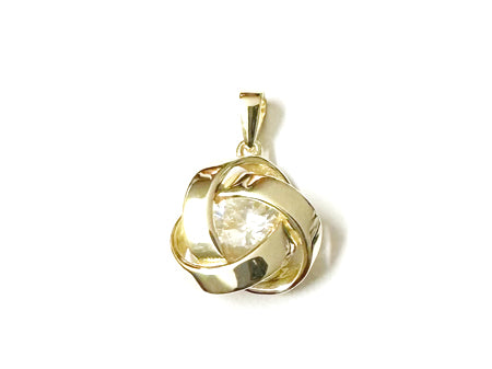 Yellow Plated Silver White Cubic Zirconia Earring.