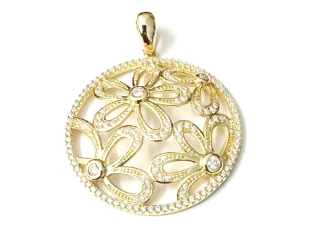 Yellow Plated  Silver with White Cz Stone Pendant