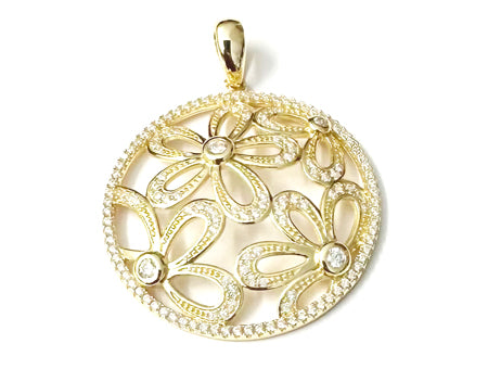 Yellow Plated  Silver with White Cz Stone Pendant