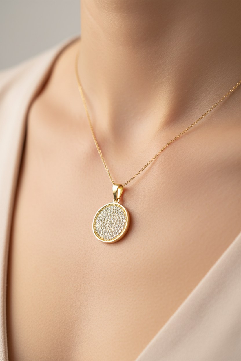 Silver with White Cz Stone Pendant