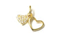 Yellow Plated  Silver with White Cz Stone Double Heart Pendant