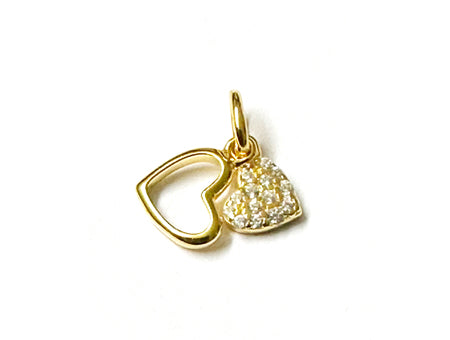 Yellow Plated  Silver with White Cz Stone Double Heart Pendant