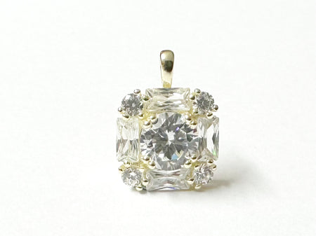 Yellow Plated  Silver with White Cz Stone Pendant
