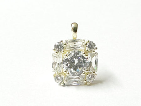 Yellow Plated  Silver with White Cz Stone Pendant