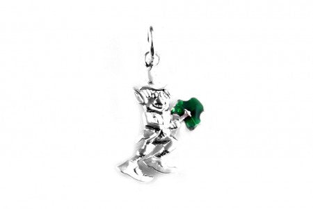Leprechaun Silver Pendant With Green Enamel