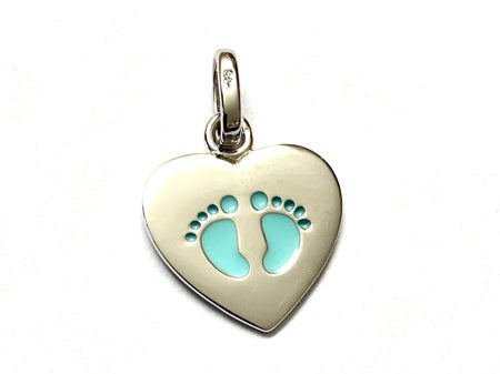 Silver Blue Baby Feet Pendant