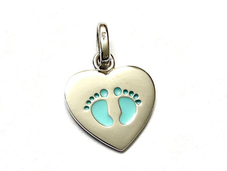 Silver Blue Baby Feet Pendant