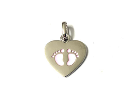 A Silver Pink Baby Feet Pendant